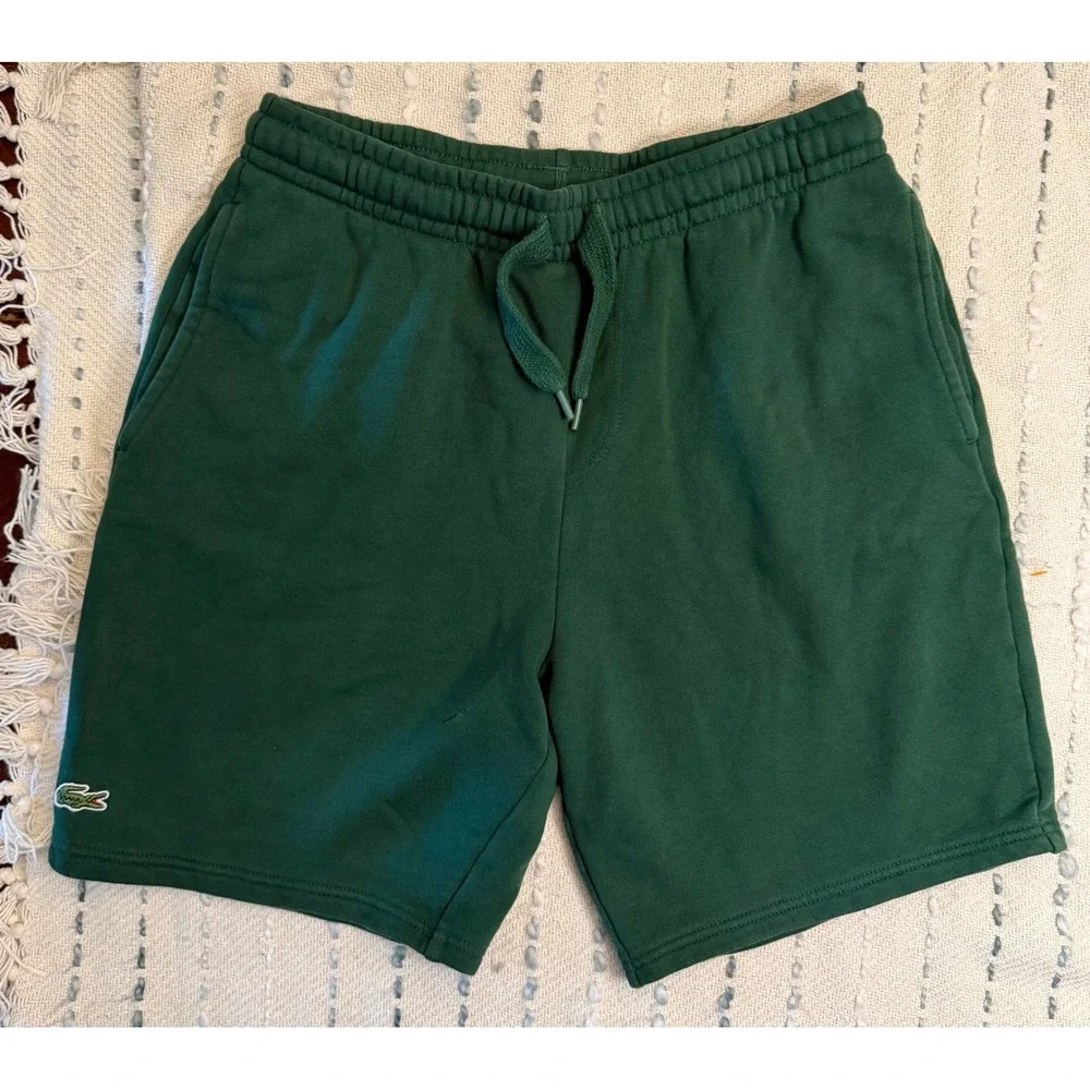 Lacoste Mens Regular Fit Sweat Shorts Green Fleece Drawstring Logo GH9627 US M